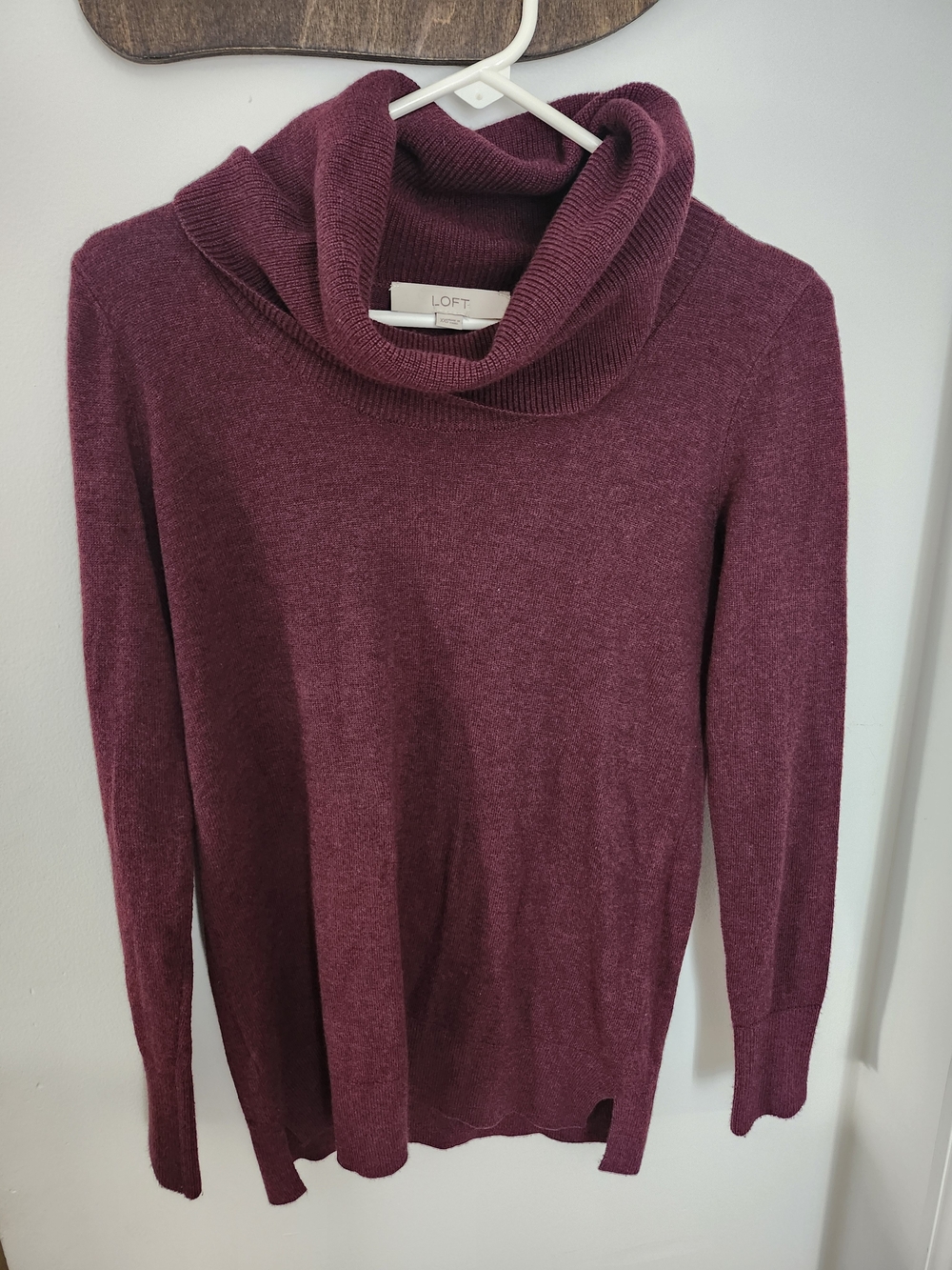 LOFT Women's Burgundy Cowl Neck Sweater